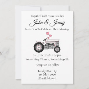 Vintage Tractor Wedding Invitation Farmers