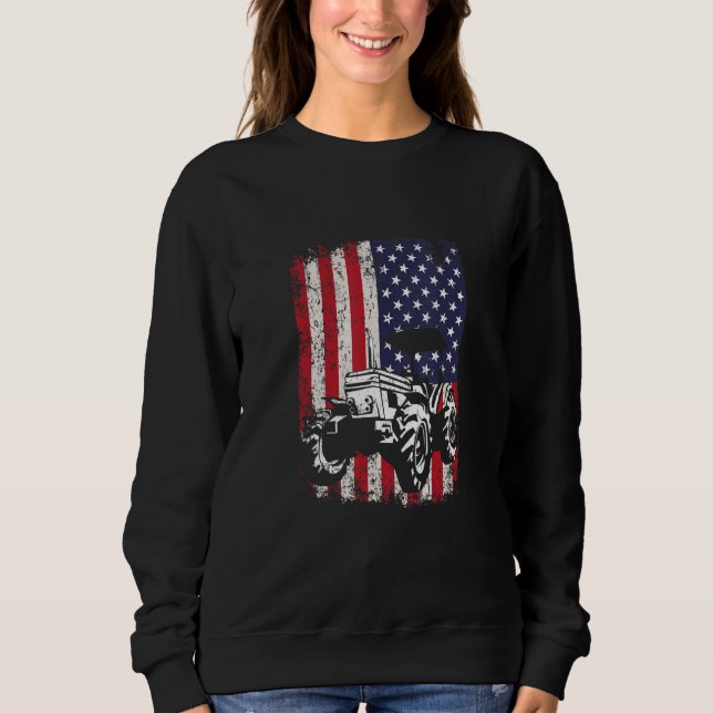 Vintage Tractors     Farming   Farmers USA Flag Sweatshirt (Front)
