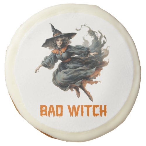 Vintage tradition watercolor spooky bad witch sugar cookie