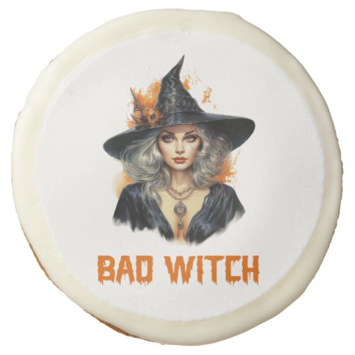 Vintage tradition watercolor spooky bad witch sugar cookie