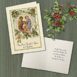 Vintage Traditional Catholic Christmas Holy Family Card<br><div class="desc">Beautiful vintage traditional image of the Holy Family,  Jesus,  Mary,  and St. Joseph with Christmas floral decor. 
All text and fonts can be modified.</div>