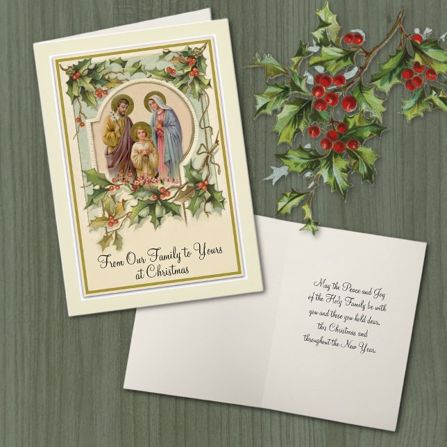 Vintage Traditional Catholic Christmas Holy Family Card (Traditional Catholic Holy Family Christmas Card - Easy to personalize! )