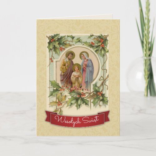 Vintage Traditional Catholic Christmas in Polish Card