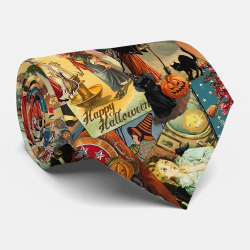 Vintage Traditional Halloween Greetings Neck Tie