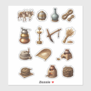 Vintage Traditional Indian Village Farming Culture Sticker