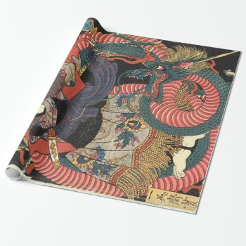 Vintage Traditional Japanese Dragon Wrapping Paper by clonecire at Zazzle