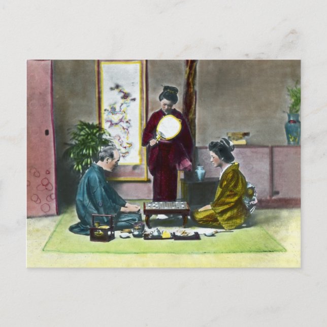 Vintage Traditional Japanese Mahjong 麻雀 Postcard (Front)