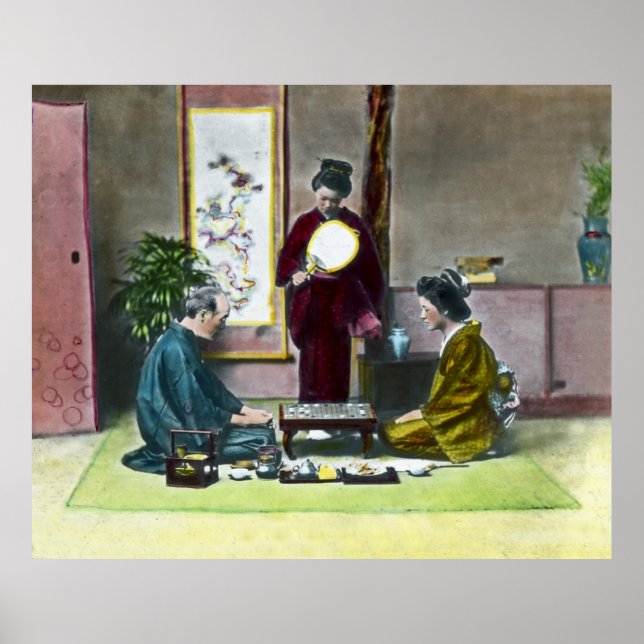 Vintage Traditional Japanese Mahjong 麻雀 Poster (Front)