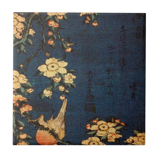 Vintage Traditional Japanese Paper Print Ceramic Tile (Front)