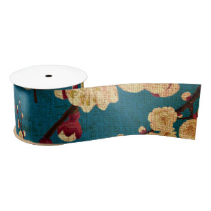 Vintage Traditional Japanese Paper Print Satin Ribbon