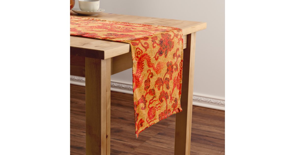 Vintage Traditional Japanese Paper Print Short Table Runner