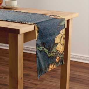 Vintage Traditional Japanese Paper Print Short Table Runner