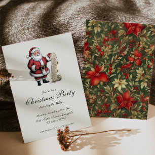 Vintage Traditional Santa Claus Christmas Party Invitation