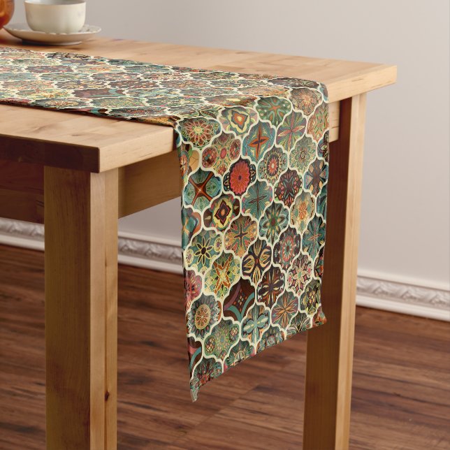 Vintage Traditional Tiles Short Table Runner (In Situ)