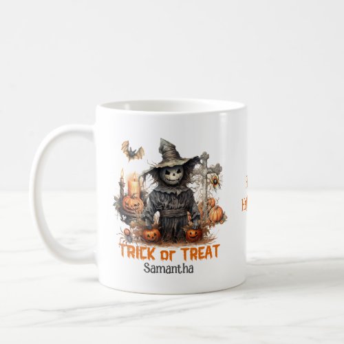 Vintage traditional watercolor spooky scarecrow coffee mug