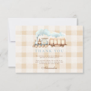 Vintage Train 1st Birthday Thank You Card