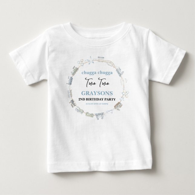 Vintage Train 2nd Birthday – Choo Choo Party Baby T-Shirt (Front)