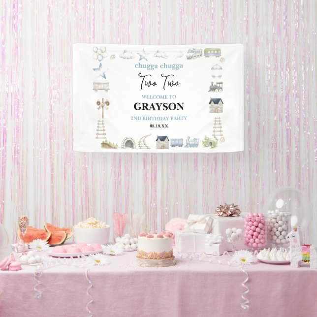 Vintage Train 2nd Birthday – Choo Choo Party Banner (Party)