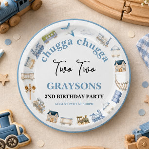Vintage Train 2nd Birthday – Choo Choo Party Paper Plates