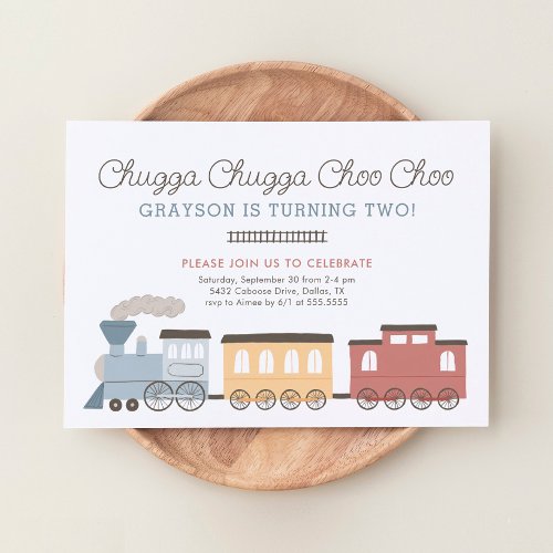 Vintage Train 2nd Birthday Invitation