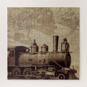 Vintage Train and Old Railroad Jigsaw Puzzle