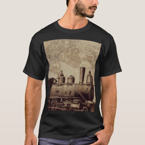 Vintage Train and Old Railroad    T_Shirt