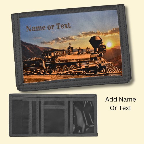 Vintage Train at Sunset CPRR 229 Railroad Trifold Wallet