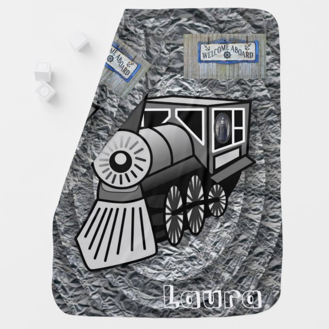 Vintage Train Baby Blanket (In Situ)