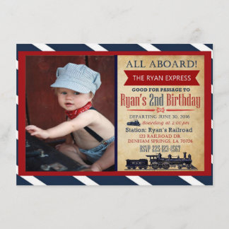 Vintage Train Birthday Invitation