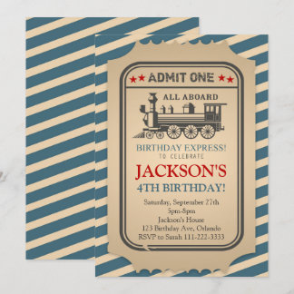 Vintage Train Birthday Invitation