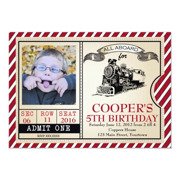Vintage Train Birthday Invitation