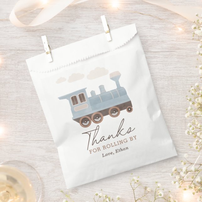 Vintage Train Birthday Party Favor Bag (Clipped)
