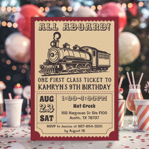 Vintage Train Birthday Party Invitation