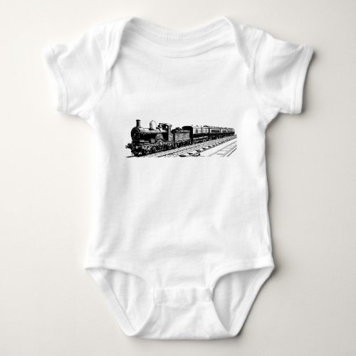 Vintage Train _ Black Baby Bodysuit