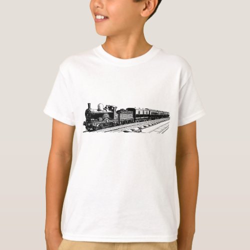 Vintage Train _ Black T_Shirt