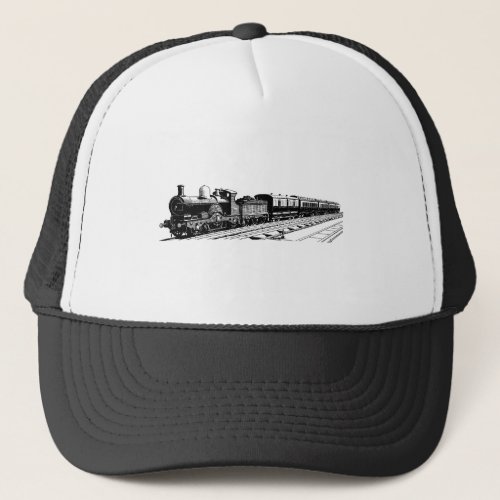 Vintage Train _ Black Trucker Hat