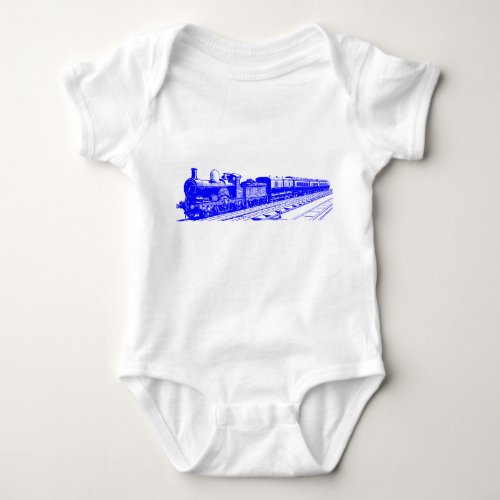 Vintage Train _ Blue Baby Bodysuit