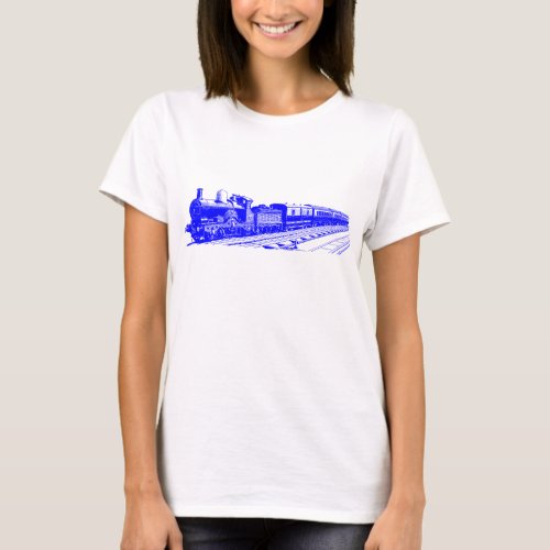 Vintage Train _ Blue T_Shirt