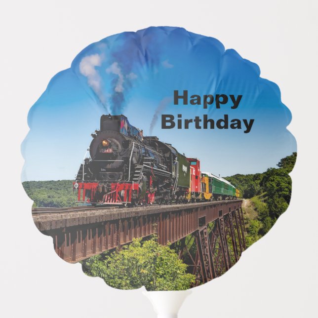 Vintage Train Bridge Photo Birthday Balloon (Front)