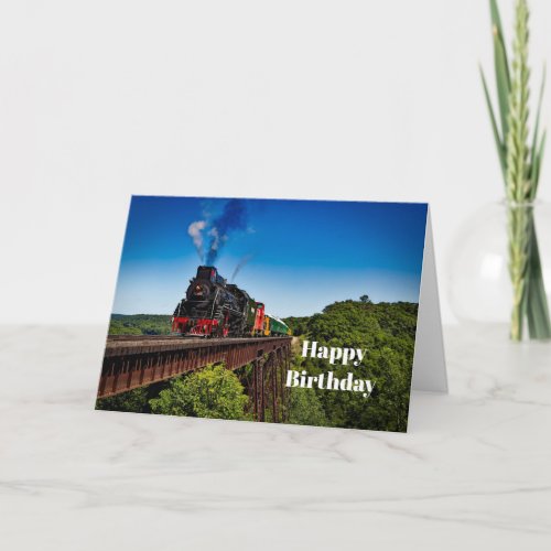 Vintage Train Bridge Photo Birthday Card