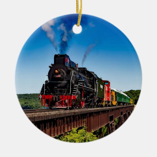 Vintage Train Bridge Photo Ceramic Ornament