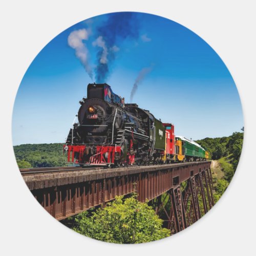 Vintage Train Bridge Photo Classic Round Sticker