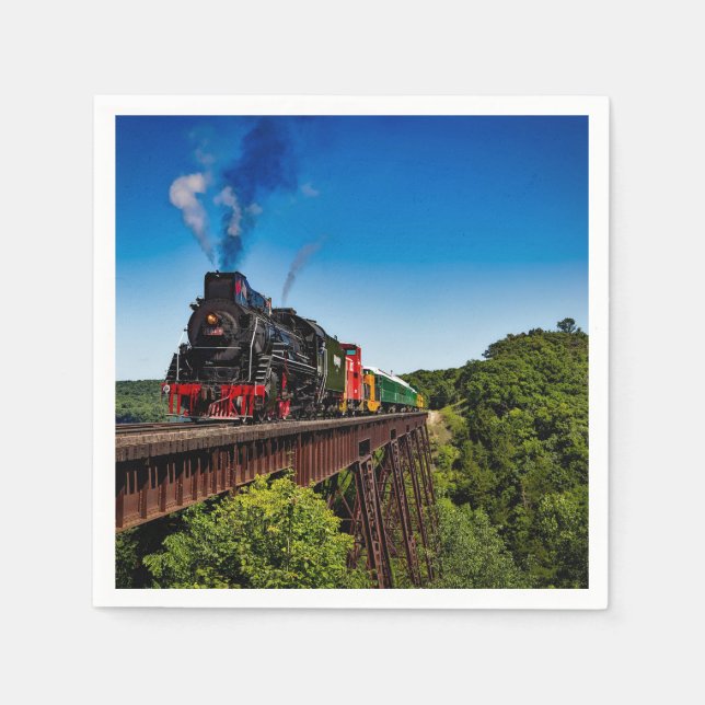 Vintage Train Bridge Photo Napkins (Front)
