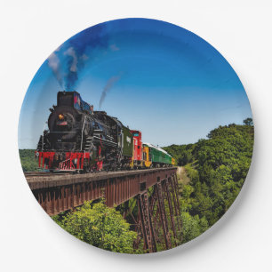 Vintage Train Bridge Photo Paper Plates