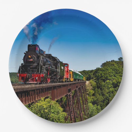 Vintage Train Bridge Photo Paper Plates