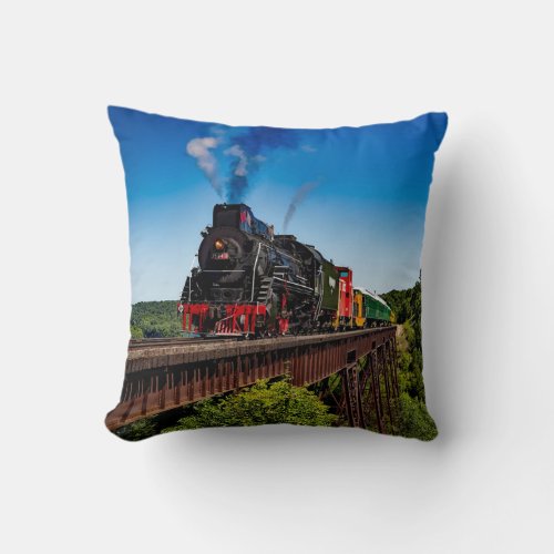 Vintage Train Bridge Photo Throw Pillow