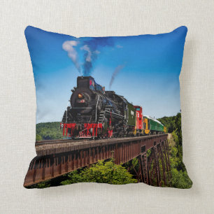 Vintage Train Bridge Photo Throw Pillow