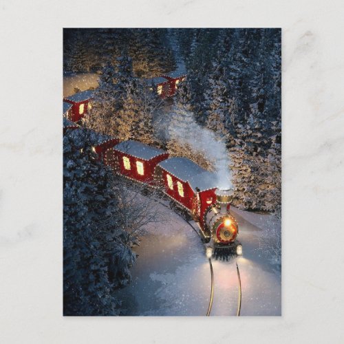 vintage train Christmas Postcard