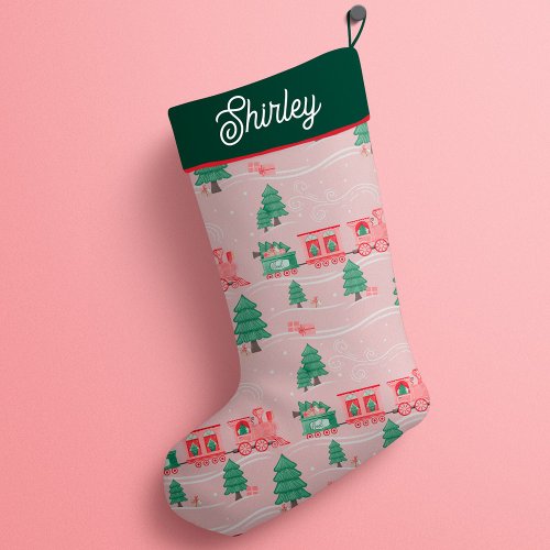 Vintage Train Christmas Tree Delivery Personalized Small Christmas Stocking