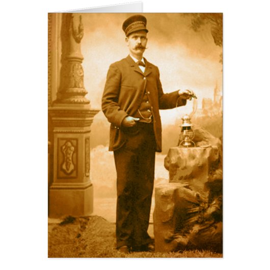 Vintage Train Conductor Blank Card (Front)